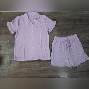 Womens Lavender Short Sleeve Pajama Set Size S - NEW